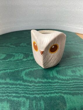 Mini Owl Succulents Planter Ceramic 2 3/4" Wood-Grain Finish